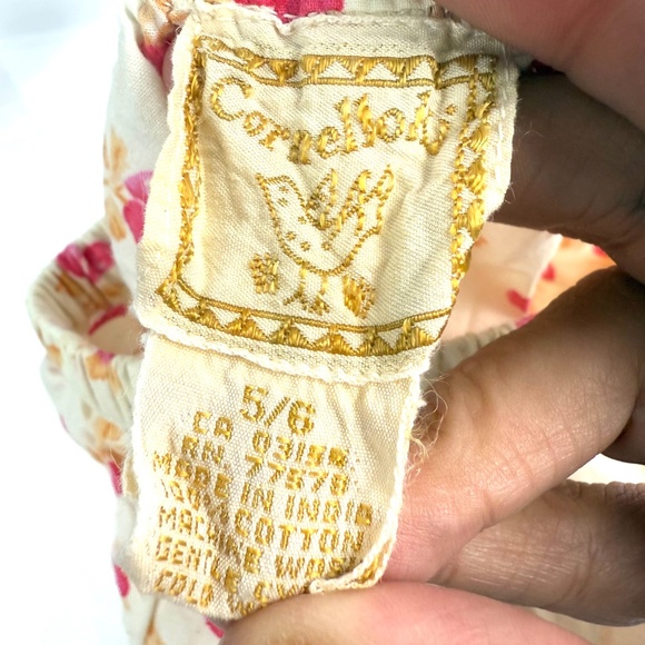 Corneloki Girls 5/6 White Floral Cotton Pants with Ruffle Hem - Picture 7 of 10